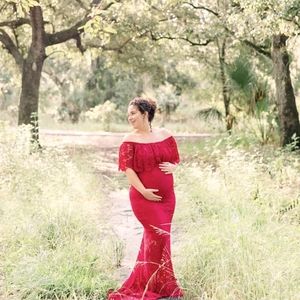 Lace maternity maxi gown